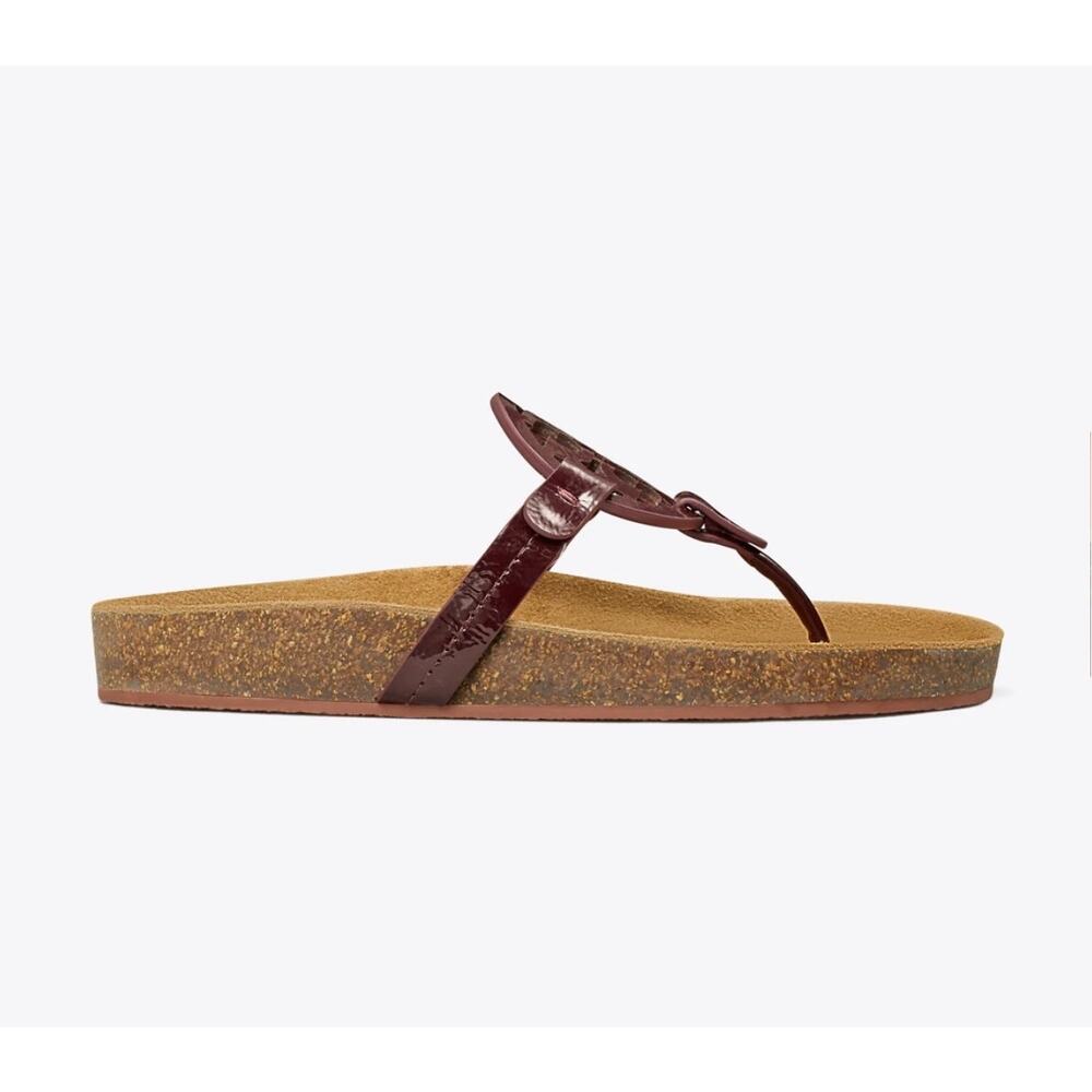 Tory Burch Miller Cloud Sandal in Plum/Natural Size 10 - Picture 3 of 11